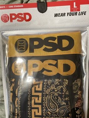 PSD Black and Gold Paisley & Greek Key Boxer Briefs
